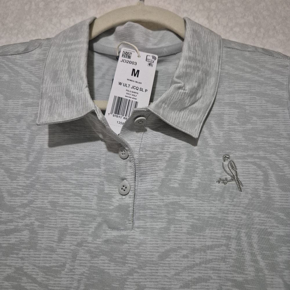 NWT ADIDAS Women's Gray Sleeveless Jacquard  Polo-ultimate Top...Size:M - Picture 6 of 11